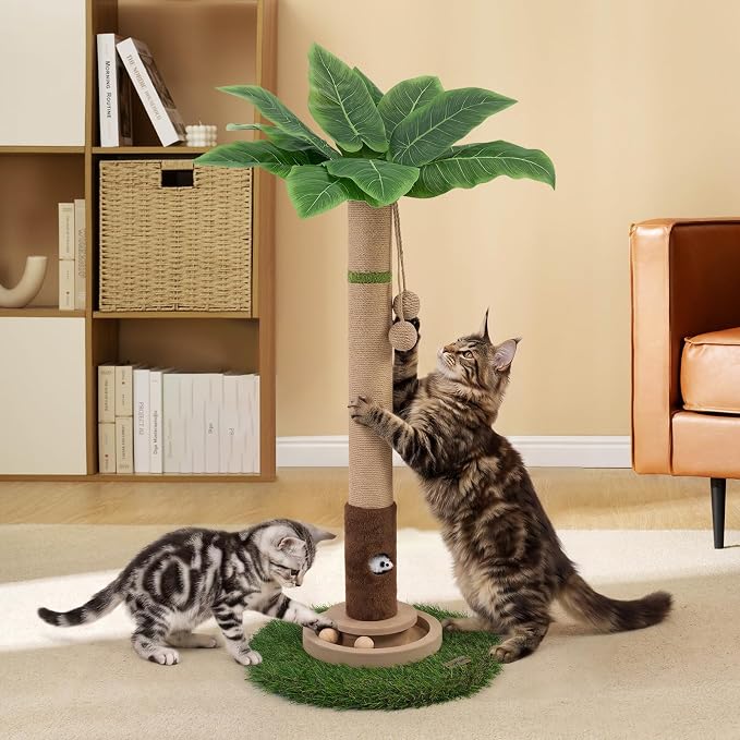 Woochpet Tall Cat Scratching Post,Cat Toys,Cat Scratcher Tree for Large Cat | Heavy Duty,Protect Sofa,Modern Boho,Cat Ball Track,Cat Tree,For Indoor Cats