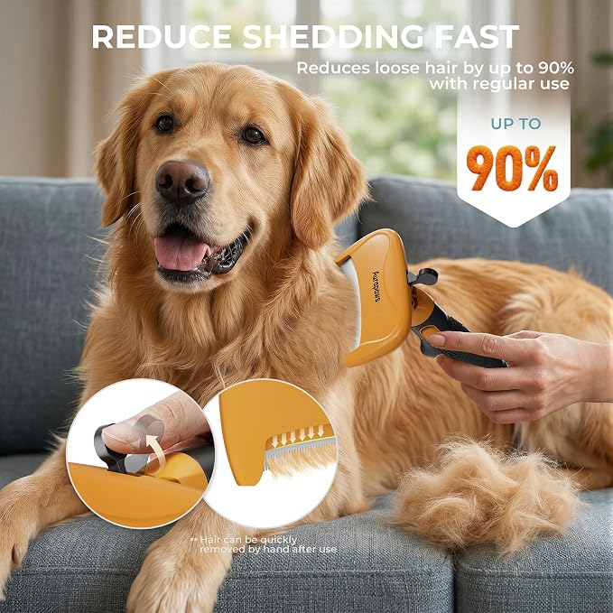 Deshedding Dog Brush Grooming Kit for Dogs Cats, All Hair Types | 6-in-1 Skin-Friendly Deshedding, Undercoat Mat Dematting Tool, Reduces Shedding, Detangling, Knots for Long & Short Hair