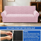 ZNSAYOTX Stretch Couch Cover, 1 Piece Sofa Covers for 3 Cushion Couch, Jacquard Sofa Slipcovers with Elastic Bottom Thickened Furniture Protector for Dog Cat Pet (Large, Dusty Pink)