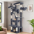 Hzuaneri Large Cat Tree, 72 Inch Tall Multi-Level Cat Tower for Indoor Cats | Cat Condo Furniture with 6 with Sisal Scratching Posts, 2 Large Platforms, 2 Cats House, Hanging Basket, Dark Gray MS18318SG