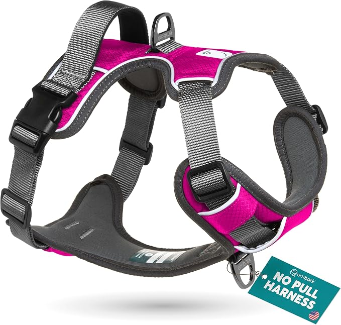 Embark Adventure Dog Harness, Reflective Trim No Pull Dog Harness Medium Sized Dogs - Military Grade Nylon, Front Clip with Gel Lined Handle.