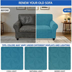 ZNSAYOTX Stretch Couch Cover, 1 Piece Sofa Covers for 2 Cushion Couch, Jacquard Loveseat Slipcovers with Elastic Bottom Thickened Furniture Protector for Dog Cat Pet (Medium, Peacock Blue)