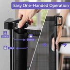 Reinforced 42" Tall Pet Gate 96" Wide Retractable Baby Gate, Indoor/Outdoor | Tall Retractable Dog Gate Prevents Crawling Under, One-Hand Operation Safety Lock, Scratch-Resistant Mesh, Easy Install/Black