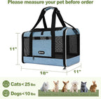 GAPZER Cat Carrier 18 x 11 x 11 Top Loading Soft Pet Travel Bag Over 15lbs | Portable Small Dog Puppy Car Travel Crate 10 lbs, Chihuahua Kennel Carry Case, Kitty Cloth Cage Medium Cat Under 25 lbs Blue