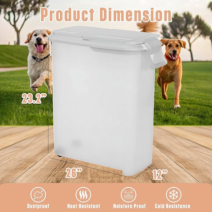 Buddeez Airtight Rolling Pet Food Storage Container, Bird Seed, 50 Quart | For dog food, cat food or bird seed, Rolling bin for easier movement