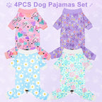 Bienbee Dog Pajamas, 4 Pack Adjustable Onesies for Small to Large Dogs XL | Dog Shedding Suit with Soft Fabric, Breathable & Stretchy, and Adjustable Back Length for Sleeping Lounging and Daily Use