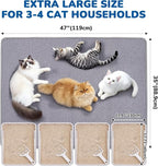 Cat Litter Mat 47" x 35" XL, Washable Urine-Proof Non-Slip Gray | Machine Washable, Upgraded Felt & Fabric Material Litter Mat for Fewer Creases, Hold 3-4 Litter Boxes, Soft on Paws