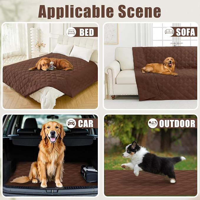 Smiry Waterproof Dog Bed Cover, Reversible Pet Blanket for Sofa Couch | Soft Washable Dog Blanket, Leakproof Couch Cover for Dogs Cats & Furniture Protection, 52x82, Brown/Brown