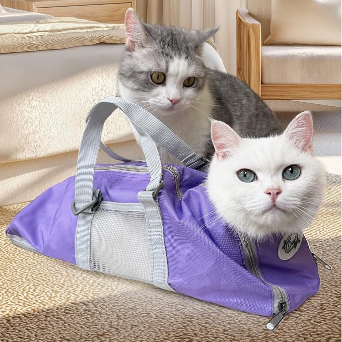 Cinf Cat Restraint Grooming Bag, Anti-Scratch Tool for Nail Trimming | Safe grooming restraint bag controls cat movement for bathing, nail trimming, injections and veterinary examinations