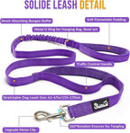 SlowTon No Pull Dog Harness - Heavy Duty Dog Harness and Leash Set for Medium Large Dogs, Reflective Tactical Harness with Soft Padded and Front Clip for Easy Walk and Training (Purple, L)
