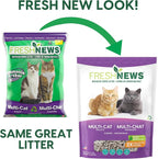 Fresh News Recycled Paper Multi-Cat Pellet Non-Clumping Paper Cat Litter, 25 Pound, 2X Odor Control, Made in USA