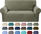 MAXIJIN Stretch Loveseat Couch Cover for 2 Cushion Couch (55"-69" Washable Sofa Slipcovers with Non-Slip Foam & Elastic Strap, Dog Cat Pet Friendly Furniture Protector (Medium, Army Green)