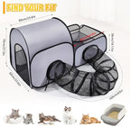 Tailtastic Indoor/Outdoor Cat Playpen with Surround Tunnel 2 Zones Grey | escape-proof enclosed enslosure,lightweight foldable for travel, ideal for indoor cats, multi-cat homes & birthing