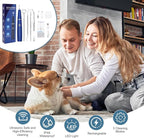 Upgraded Plaque Remover for Teeth, Electric Pet Teeth Cleaning Kit, USB Charging Dog Tooth Brushing Kit, 5 Modes, IPX6 Waterproof Pet Ultrasonic Toothbrush Cleaner for Dogs Cats (Blue)