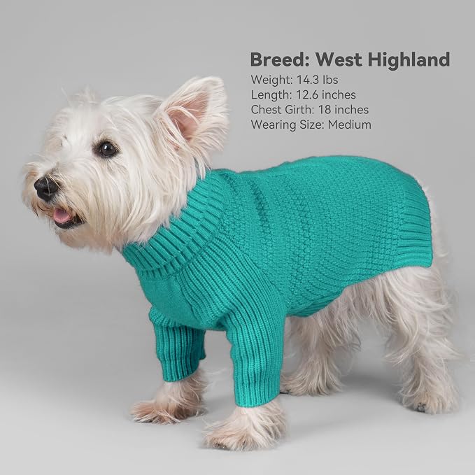cyeollo Dog Sweater Long Sleeve Knitted Turtleneck Pullover Warm Clothes | Ultra Soft Warm Knit, Full Coverage, 4-Way Stretch for Easy Movement, Easy On & Off, Winter Daily Wear for Small Dogs