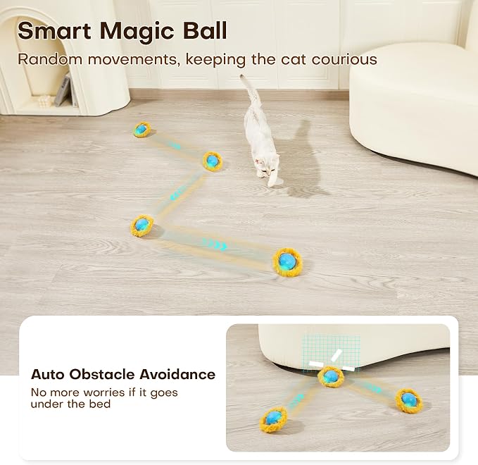 Potaroma Interactive Cat Toys, Fast Moving Ball in Play Mat, Automatic Motion Activated Ball Hide and Seek for Indoor Exercise Kicker, Animal Squeaky, 28 Inch Mat | Automatic Motion Activated Ball Hide and Seek for Indoor Exercise Kicker, Animal Squeak...