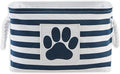 Bone Dry Pet Storage Collection Striped Paw Patch Bin, Small Rectangle, Navy