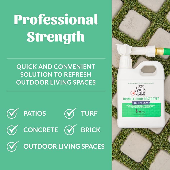 SKOUT'S HONOR Outdoor Pet Urine and Odor Destroyer, 32 oz | Professional-Strength Outdoor Pet Urine Odor Eliminator for Concrete, Turf, Pavers and Patios, Professional-Strength