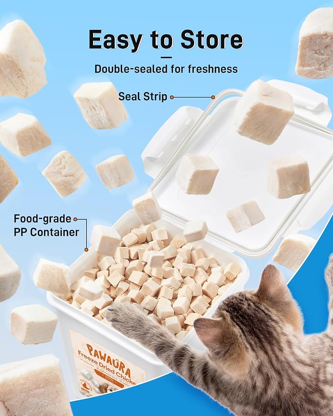 Freeze Dried Chicken Treats for Cats & Dogs,【2.2 lbs】 | High-Protein Single Ingredient | Grain-Free, No Additives | Training Reward & Nutritional Supplement | Resealable Box