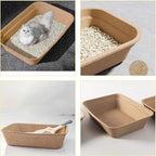 Nexboraque 8 Pack Disposable Cat Litter Box, 17 x 13.2 x 4 Inch Large Kitty Litter Box Pans Paper Cat Litter Tray for Hamster, Guinea Pig, Rabbit, Portable
