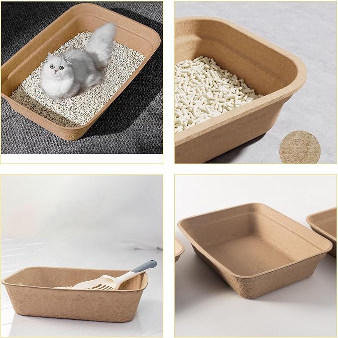 Nexboraque 8 Pack Disposable Cat Litter Box, 17 x 13.2 x 4 Inch Large Kitty Litter Box Pans Paper Cat Litter Tray for Hamster, Guinea Pig, Rabbit, Portable