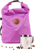 Wilderdog Doggie Bag - Water Resistant, Portable Kibble Carrier & Stainless Steel Mug - Lilac