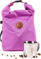 Wilderdog Doggie Bag - Water Resistant, Portable Kibble Carrier & Stainless Steel Mug - Lilac