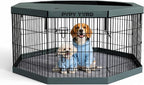 Dog Playpen with Top Cover and Bottom Pad,Foldable Playpen,8 Panels 30" H | Metal Puppy Play Pen,with Door for Indoor Outdoor,Pet Exercise Fence for Small Medium Animals