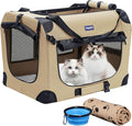 Petprsco Portable Collapsible Dog Crate, 24" Soft Dog Crate for Car Travel | Small Dog Crate Kennel 24”*17”*17” with Soft Blanket and Foldable Bowl for Large Cats & Small Dogs Indoor and Outdoor Use