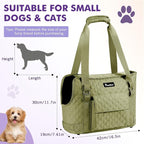 Pawaboo Dog Purse Carrier for Small Dogs with Pocket,Up to 11Lbs | Lightweight & Portable Dog Tote Bag Carrier Purses,Soft Sided Design,Front Pocket for Storage Travel Shopping Matcha Green