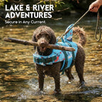 ASENKU Dog Life Jacket - Pet Safety Vest for Swimming & Boating, Shark Life Jacket with Floatation, Dog Lifesavers Swimsuits for Small Medium Large Dogs (Ocean, L)