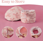 Lesure Donut Cute Jacquard Cat Tunnel Bed Kitten Toys for Puppy Bunny | 33.5x33.5x10in,Round Cat Bed Tube for Indoor Cats Rabbit Dog,Pet Peekaboo Cave Toy,Spiral Hideaway,Washable Cushion,Pink