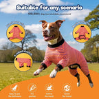 LovinPet Dog PJS Apparel for Medium Dogs, Pitbull Pure Cotton Pink Red and Purple Stripe Dog Shirt, 4-Legged Design, Full Body Coverage, Pajamas for Pitbulls, Onesies for Dogs, 2XL