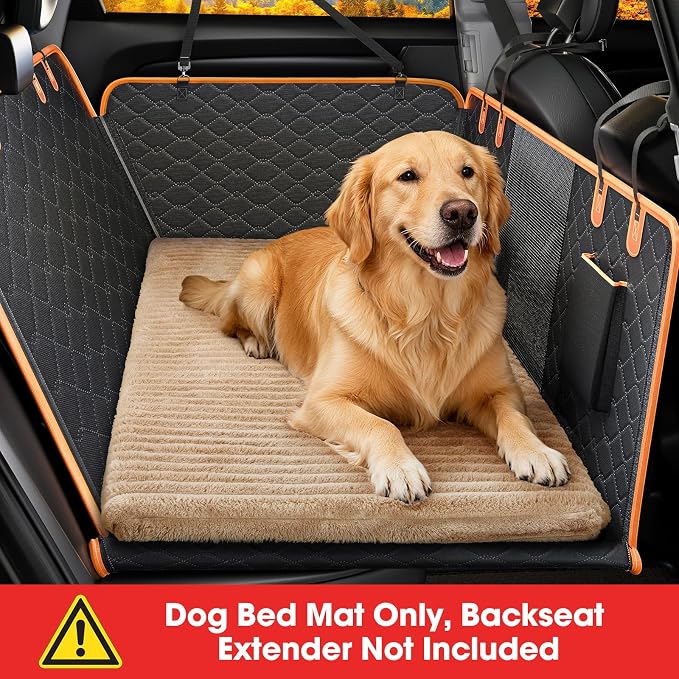 FURTIME Backseat Pet Bed Mat, Non-Slip Dog Bed for Car Back Seat, Washable Travel Pet Mat with Removable Cover, Dog Seat Covers Protector Fit for Backseat Extenders and Trucks SUVs, 54"x 24.8", Brown