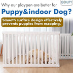 Indoor Dog Playpen w/Door, Modular 2 Room & Toilet Area, 12 Panels & 2 Doors, Height 25.6 Inch, White