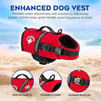 Dog Life Jacket — Premium Swim Vest with SafeChin Anti-Choke Collar | PAWS Aboard Red | RapidLift Rescue Handle, D-Ring, Reflective Trim | Boating, Kayaking, Pool | XX-Small (Under 6 lbs)