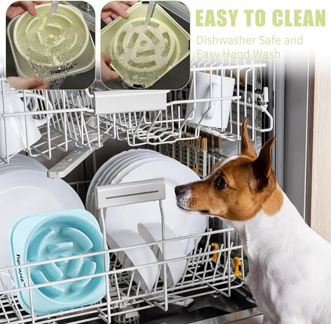 2 Pack Slow Feeder Dog Bowls for Large Dogs | Non-Slip Base, Anti-Choking Design, Reduces Bloating & Overeating, Easy to Clean, 4 Cups