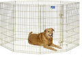 MidWest Homes for Pets Folding Metal Dog Exercise Pen, Indoor/Outdoor Playpen with Door, 16 Sq Feet of Play Space, 42-Inches Tall, Gold Zinc
