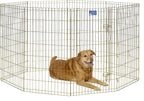 MidWest Homes for Pets Folding Metal Dog Exercise Pen, Indoor/Outdoor Playpen with Door, 16 Sq Feet of Play Space, 42-Inches Tall, Gold Zinc
