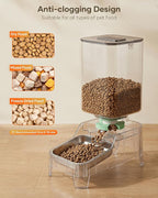 Automatic Dog Feeder with Elevated Stand - 7L Cat Food Dispenser with Large Food Tray, Timed Auto Cat Feeder for Dry Food, 6 Meals Per Day, No-Jam, Freshness Design, Detachable for Easy Clean