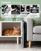 Pecute Cat Carrier, Soft Double Pet Crate for 2 Cats Travel, Gray | Anti-Collapse Steel Frame, Convertible Dual Space, Foldable, Polyester Breathable mesh, Up to 26 lbs, Car Travel & Vet Visits