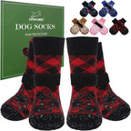 EXPAWLORER Dog Socks for Summer Hot Pavement to Prevent Licking Paws, Anti Slip Doggie Booties Grippy Shoes for Hardwood Floors, Boots & Paw Protectors for Small Medium Large Senior Dogs Red Black S