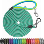 NTR Long Dog Leash, 100FT Check Cord with with 2 Swivel Hooks and Soft Rubber Handle for Pink Leash for Small Medium and Large Dogs Walking Training Hiking Camping Playing-Teal