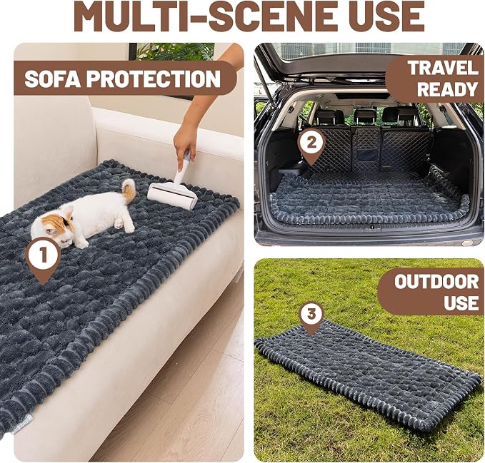 Dog Car Seat Waterproof Bed Cover Nonslip Car Back Seat Soft and Comfortabl | Pet Bed Mat Car Blanket for Travel Backseat Extender Seat Covers Dog Bed for Cars Trucks and SUVs (Grey Cover 23.6” x 51”)