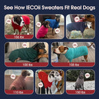 IECOii Great Dane Sweater,5XL Extra Large Sweater for Giant Breed Dogs in Winter,Turtleneck Cold Weather Knit Clothes,Machine Washable,Elastic Pullover for Saint Bernard,Mastiff (Peacock Blue,XXXXXL)