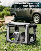 Dog Car Carrier Light Weight 19.7×16.9×14.8in, Foldable Dog Carrier, Gray | Easy to Assemble, Portable and Breathable Pet Carrier, Suitable for Indoor and Outdoor Use, Dog Travel Crate with Curtain