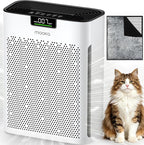 MOOKA Air Purifier for Home Bedroom Large Room 2200 Ft², True HEPA Filter | Washable Pre-Filter, Auto Mode, Quiet Sleep Mode, Air Quality Monitor, Air Cleaner for Pet Dust Smoke Pollen, KJ190H White