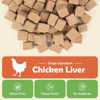 Freeze-Dried Chicken Liver Treats for Dogs and Cats, 6 oz | Single Ingredient, High Protein Recipe, Grain-Free Snack, Food Topper Use, Training Treats