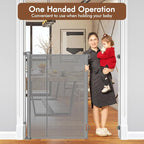 Reinforced 48" Extra Tall Dog Gate with Support Rods, 4 Ft Tall Retractable Dog Gates for Doorways 55" Wide Mesh Baby Gate for Cats - Prevent Baby/Pet from Jumping Over, Gray