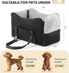 BONTHEE Center Console Dog Car Seat for Small Dogs- Anti-Collapse Design with Soft Plush & Sturdy Support Board, Adjustable Safety Leash for Small Dogs & Cats up to 15 lbs